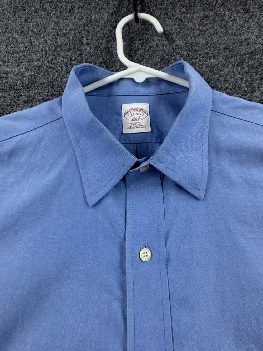 Brooks Brothers OCBD Point Non-Iron 17 4/5 Mens Blue Cotton Solid Pocket Shirt